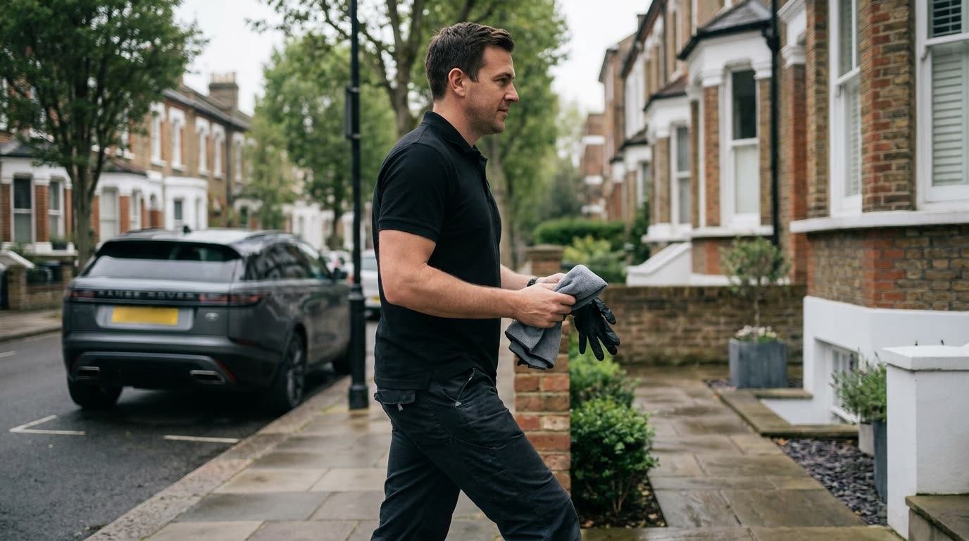A HANDL detailer arriving at a London home carrying only gloves and a microfibre cloth